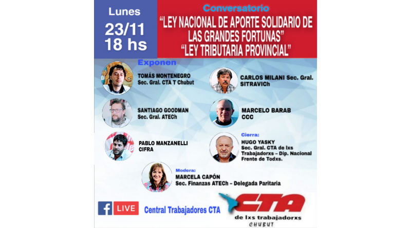 Conversatorio: Ley Nacional de Aporte Solidario de las Grandes Fortunas y Ley Tributaria Provincial