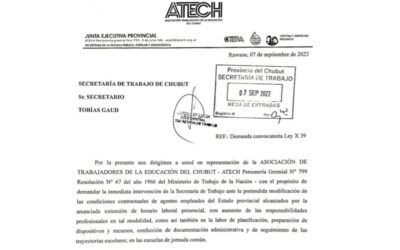 ATECH pide intervención de Secretaria de Trabajo ante la extensión horaria pretendida en Primaria