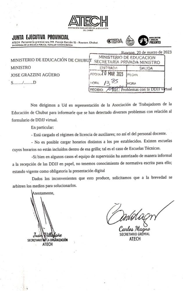 Presentación realizada por ATECH al Ministerio de Educación.