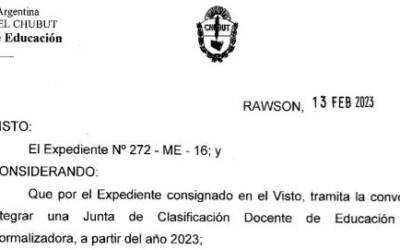 El Ministerio de Educación designó la Junta de Clasificación Docente Normalizadora