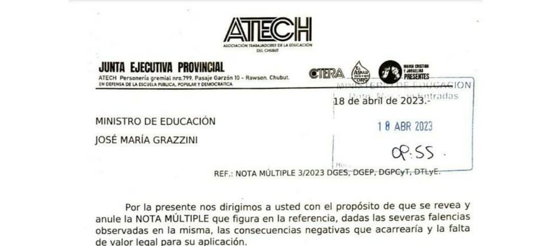Sistema de evaluación: ATECH solicitó al gobierno la anulación de la nota múltiple